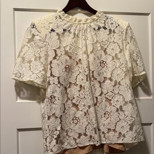 Wayf Cream Floral Lace Blouse